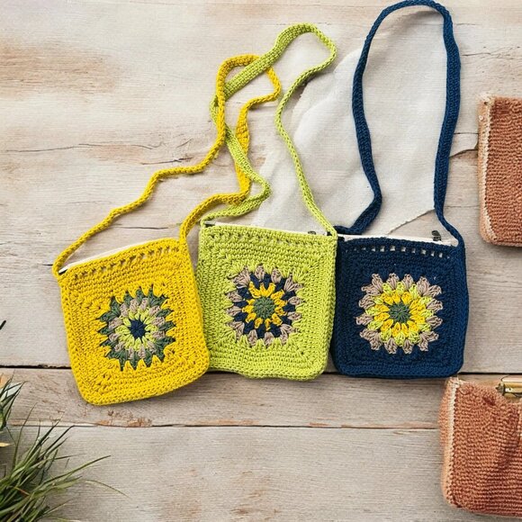 Cotton Handknitted Crochet Sling bag - Picture 1 of 6
